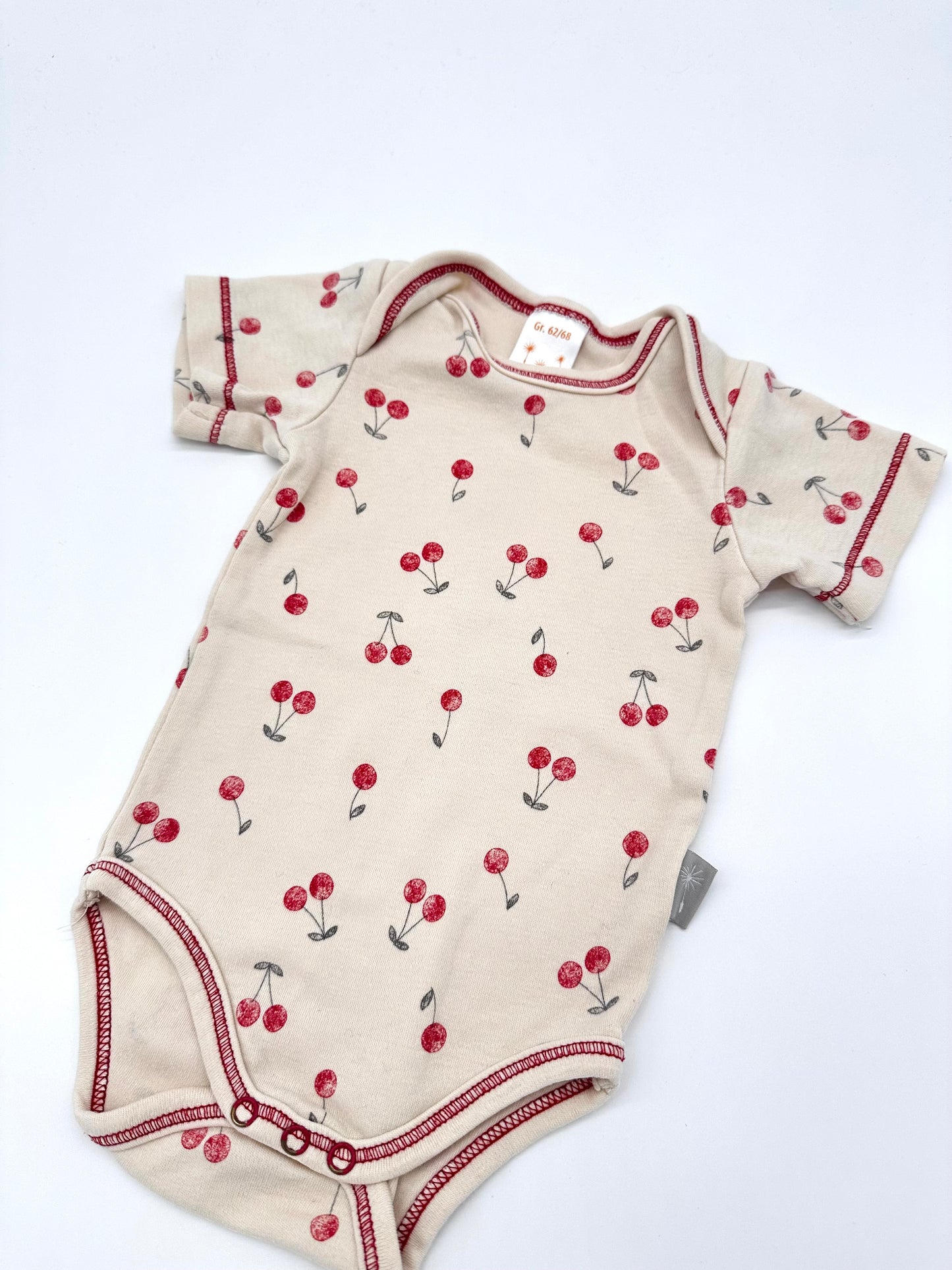 Kurzarmbody mit Kirschprint - Gr.62/68 (Pusblu)