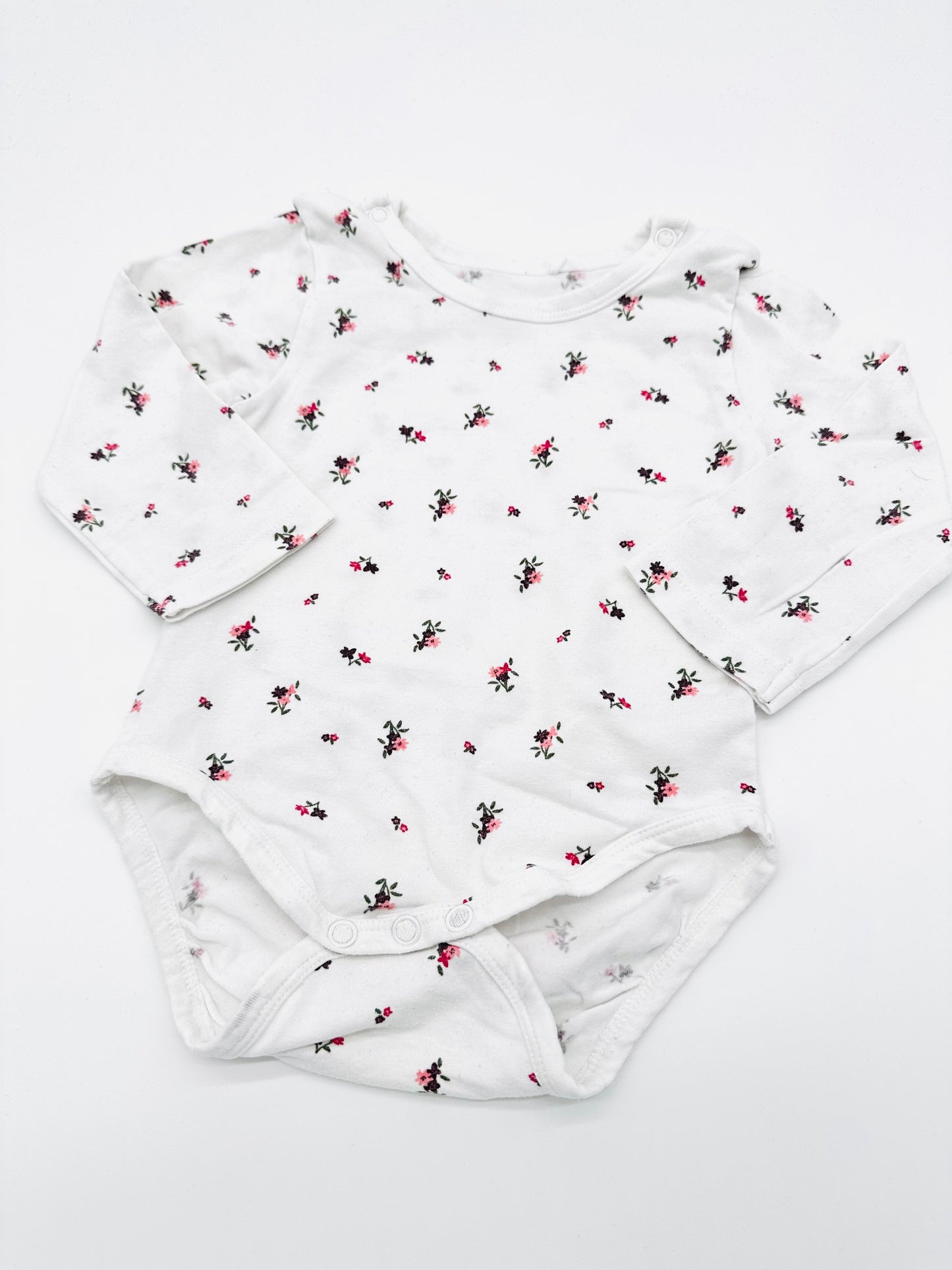 Weißer Body mit Blumenmuster - Gr. 68 (Topomini)