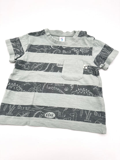 Gestreiftes T-Shirt mit Dinoprint - Gr. 74 (Topomini)