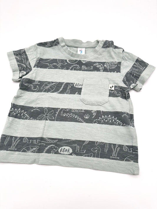 Gestreiftes T-Shirt mit Dinoprint - Gr. 74 (Topomini)