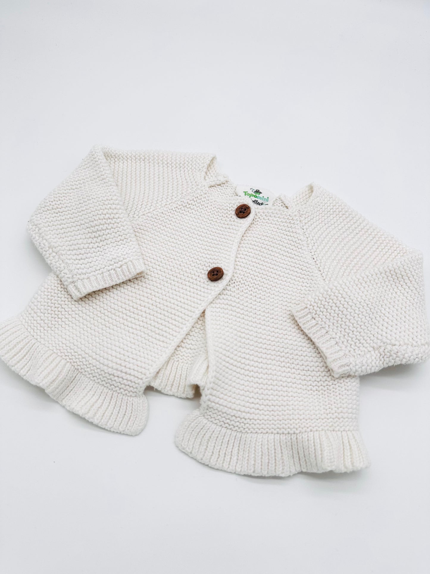 Weiße Strickjacke - Gr. 68 (Topomini)