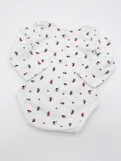 Weißer Body mit Blumenmuster - Gr. 68 (Topomini)