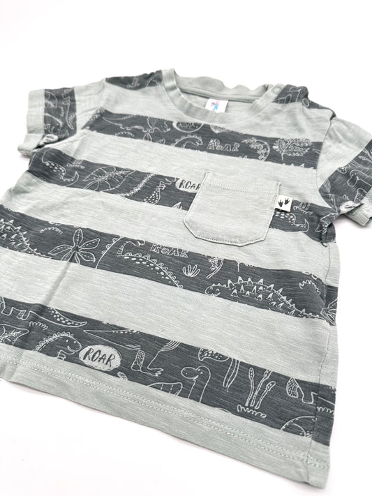 Gestreiftes T-Shirt mit Dinoprint - Gr. 74 (Topomini)