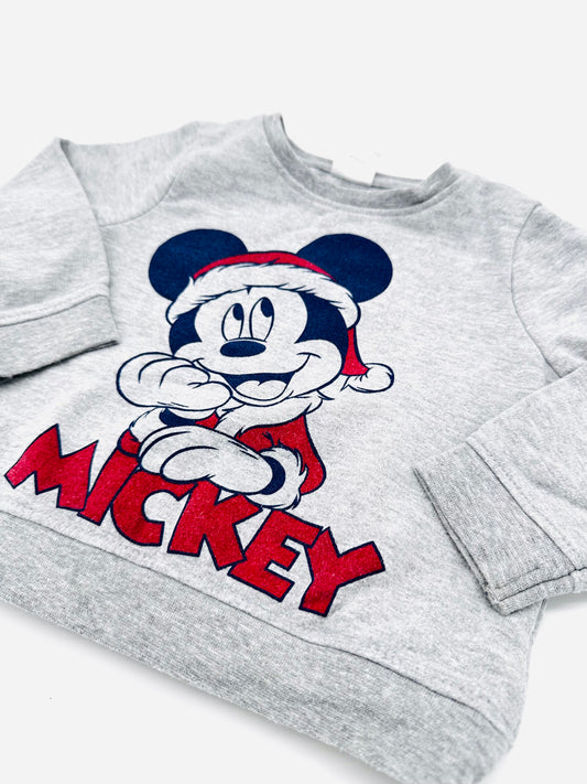 Grauer Pullover mit Mickey Mouse Print - Gr. 86/92 (Disney)