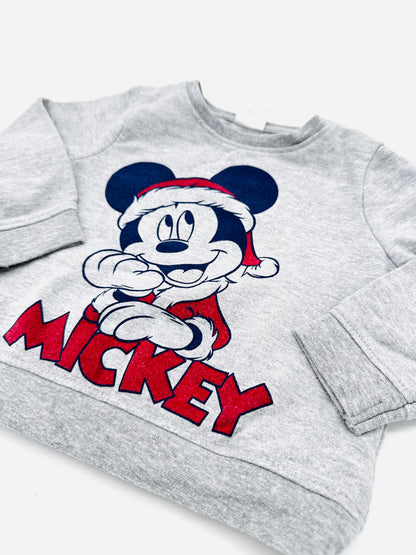 Grauer Pullover mit Mickey Mouse Print - Gr. 86/92 (Disney)