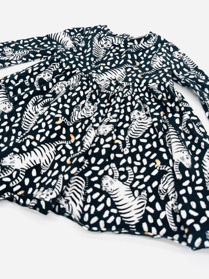 Schwarzes Kleid mit Tigerprint - Gr. 74 (Ted Baker)